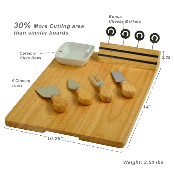 Hardwood Charcuterie Board with Knives Bowl & Markers
