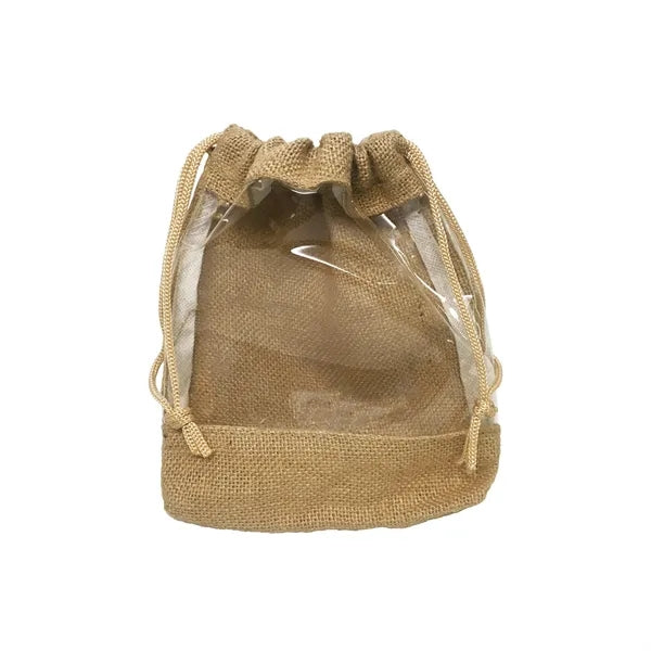 Jute & Vinyl Drawstring Pouch
