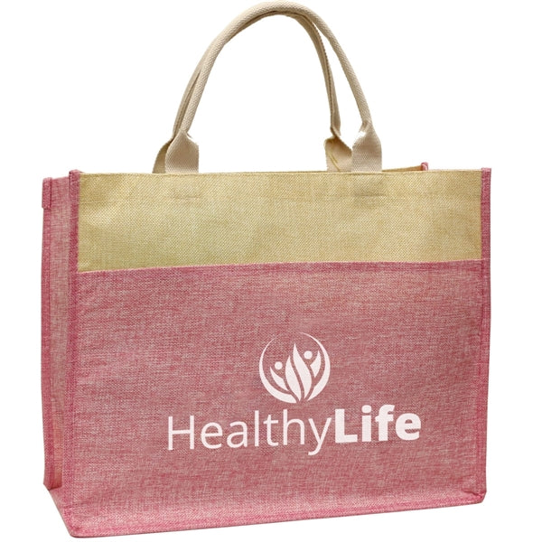 Simulated Jute Material Shopping Tote Bag