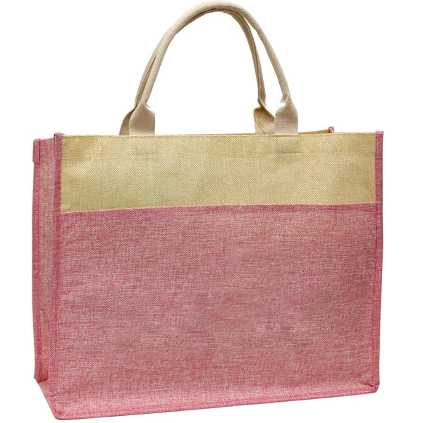 Simulated Jute Material Shopping Tote Bag