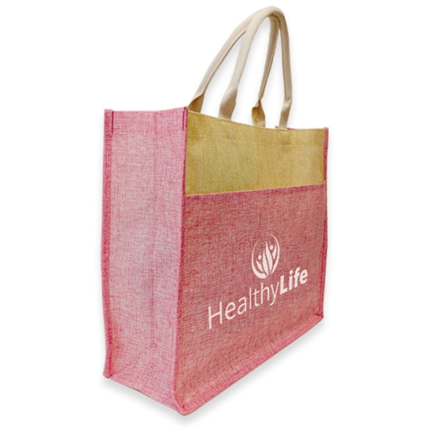 Simulated Jute Material Shopping Tote Bag