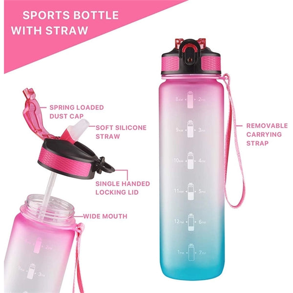 Water Bottle 32 oz with Time Marker