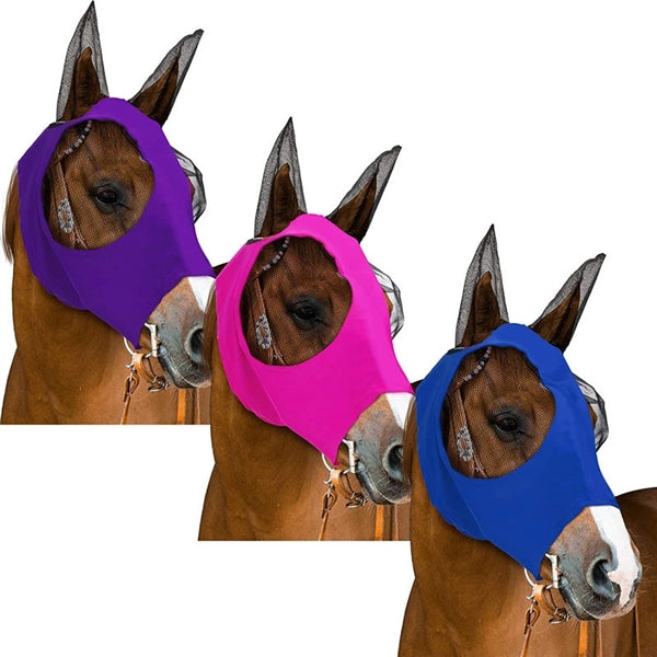 Elasticity Horse Fly Mask with Ears UV Protection