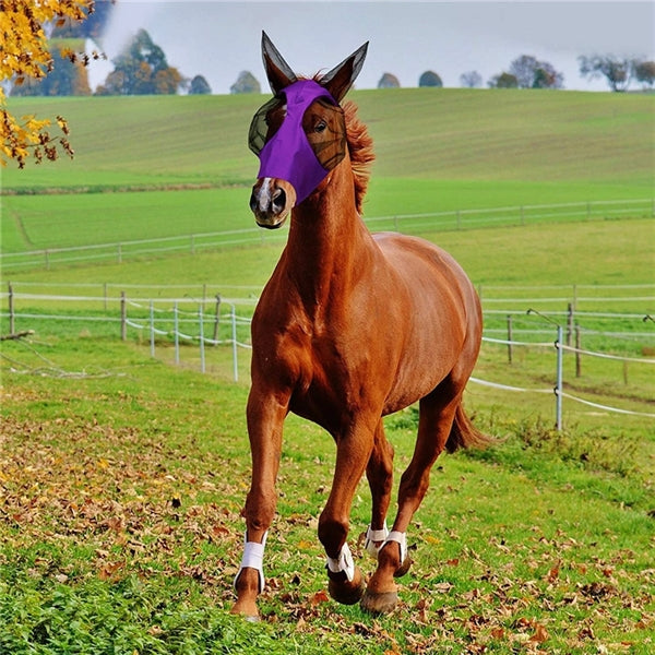 Elasticity Horse Fly Mask with Ears UV Protection