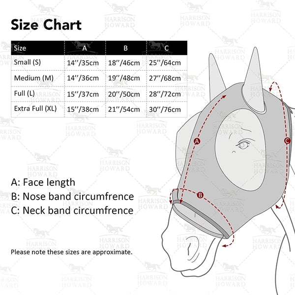 Elasticity Horse Fly Mask with Ears UV Protection