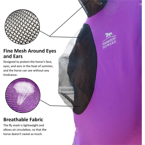 Elasticity Horse Fly Mask with Ears UV Protection