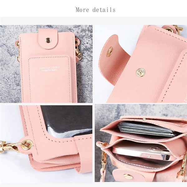 PU Leather Cell Phone Purse Travel Crossbody Bag