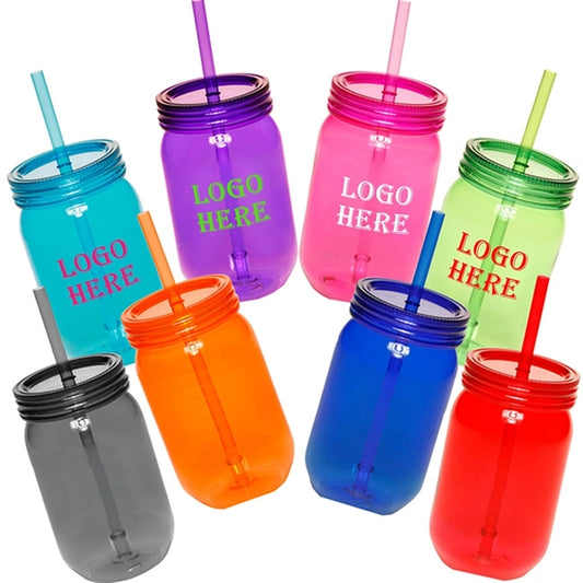 16 oz Colored Single Layer Mason Straw Cups