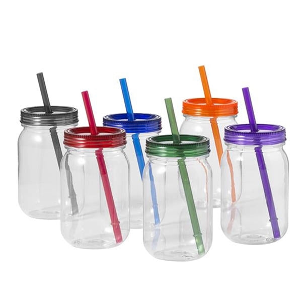 16 oz Colored Single Layer Mason Straw Cups