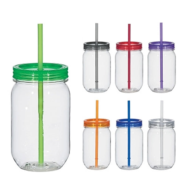 16 oz Colored Single Layer Mason Straw Cups