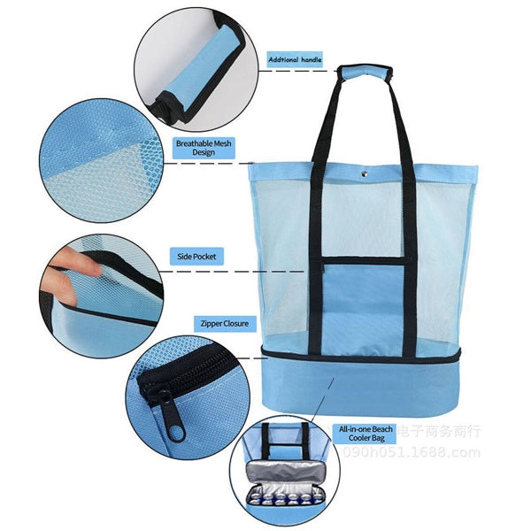 Mesh Tote Beach Bag Cooler