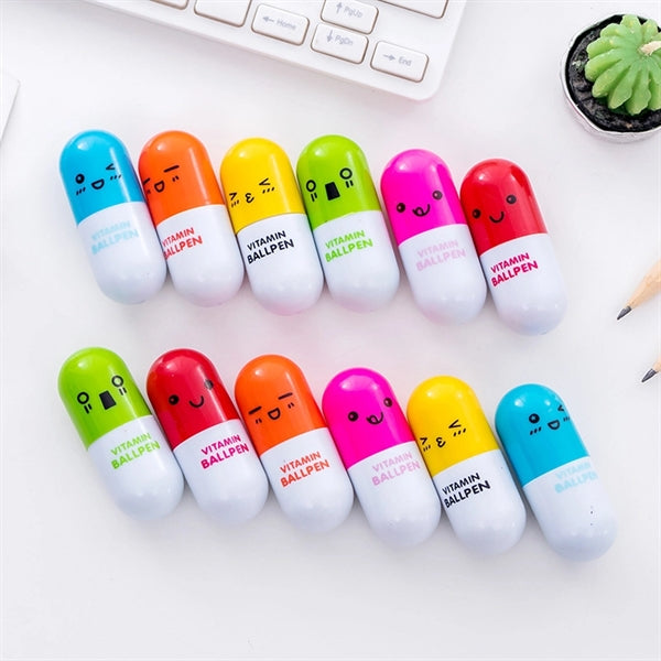 Retractable Pill Capsule Shaped Telescopic Ballpoint Pen