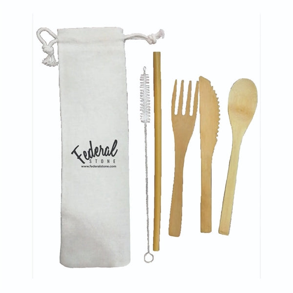 Bamboo Cutlery Set with Canvas Pouch