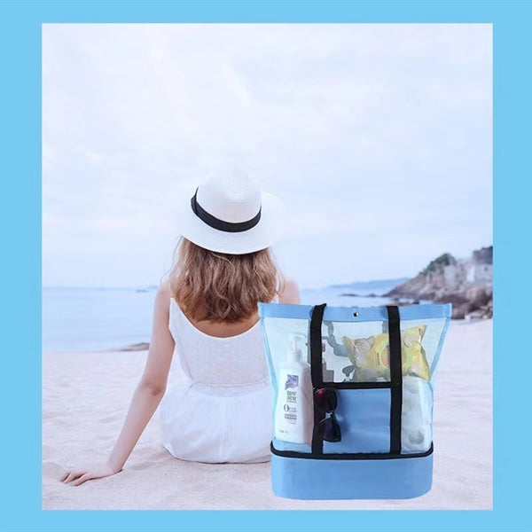 Mesh Beach Bags with Insulated Cooler