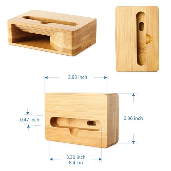 Bamboo Cell Phone Holder Desk Stand Speaker
