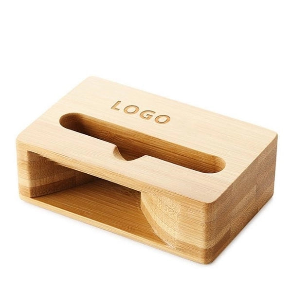 Bamboo Cell Phone Holder Desk Stand Speaker