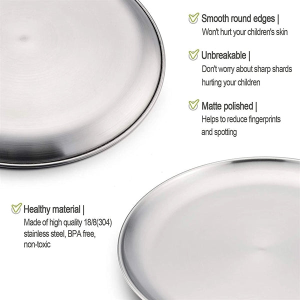 Round Stainless Steel 9 Inch Plates