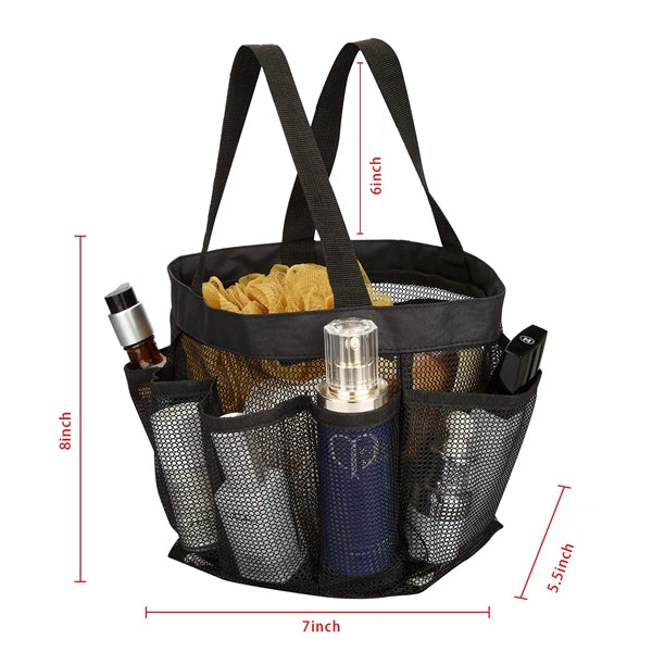 Mesh Shower Tote Bag 8 Pockets Portable Toiletry Handbag