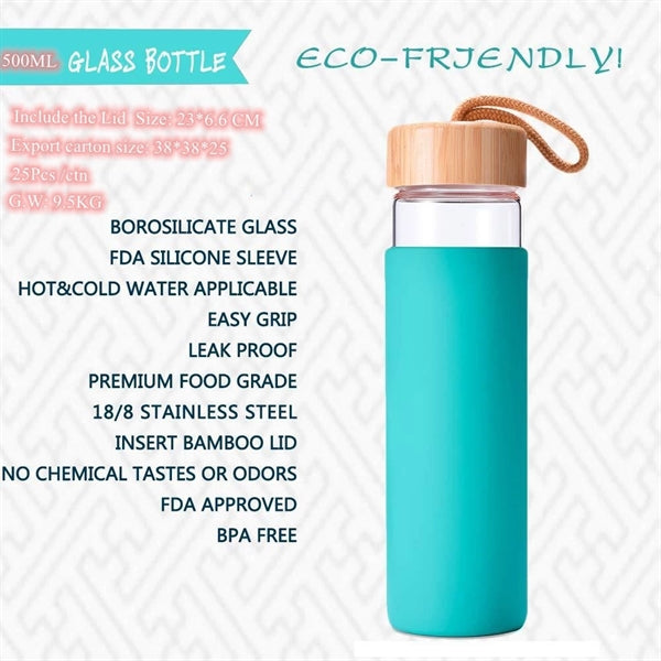 20 Oz Borosilicate Glass Water Bottle