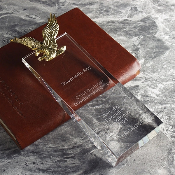 Engraved Logo Crystal Top Eagle Award