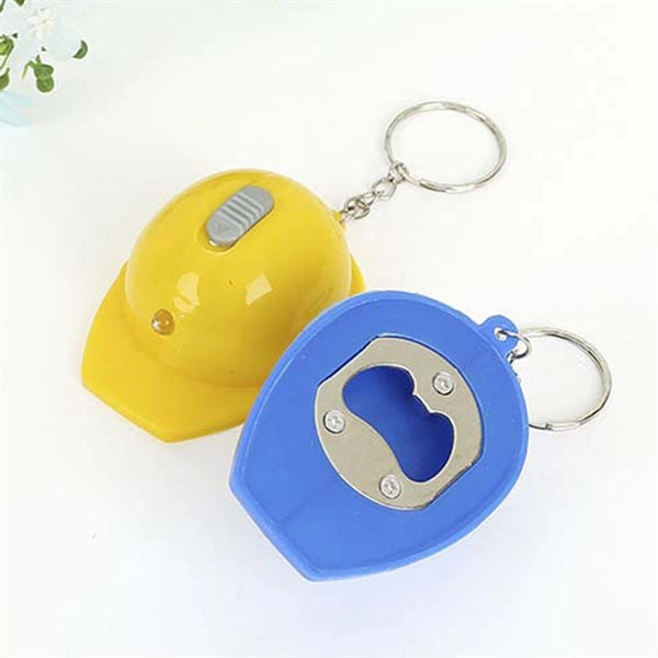 Safety Helmet LED Keychain W/ Bottle Opener