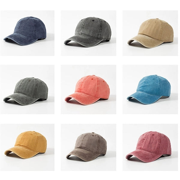 Adjustable Washed Baseball Cap Retro Twill Cotton Hat