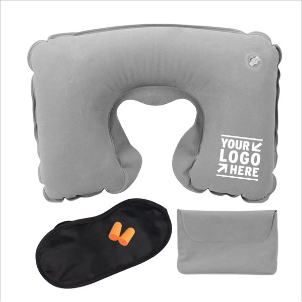 Logo Travel Pillow Kits with Ear Plugs and Eye Mask