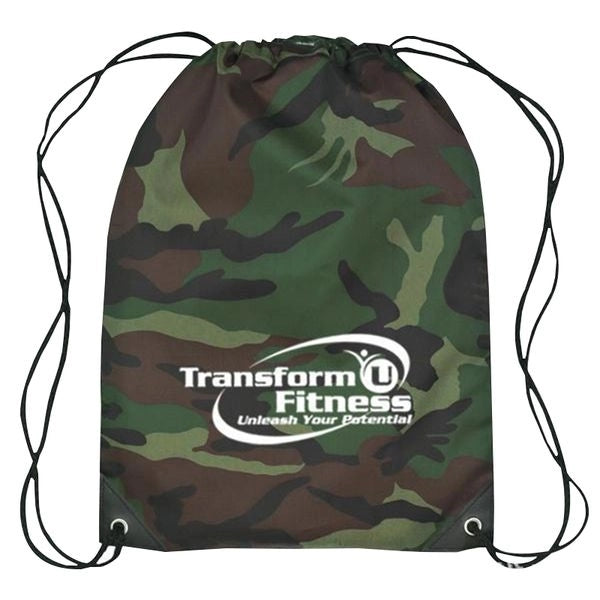 Custom Simply Camo Drawstring Tote Bag