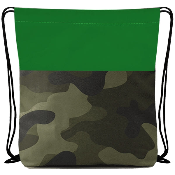 Custom Colored Camo Drawstring Tote Bag