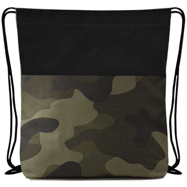 Custom Colored Camo Drawstring Tote Bag