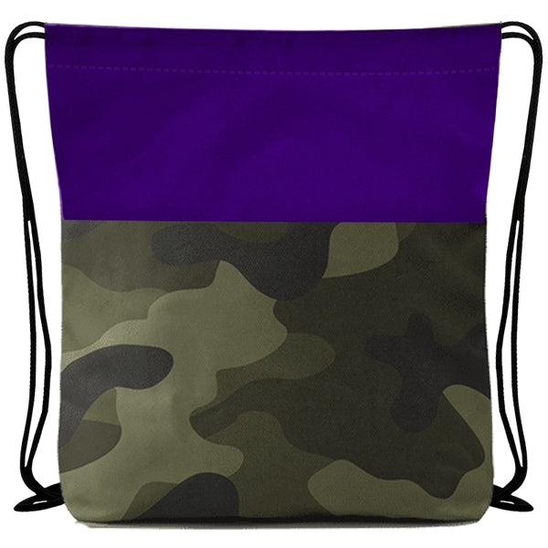 Custom Colored Camo Drawstring Tote Bag