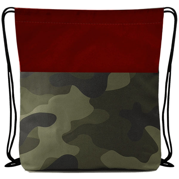 Custom Colored Camo Drawstring Tote Bag