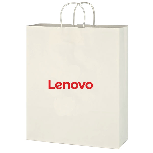 Custom Kraft Paper White Shopping Bag-16" x 19"