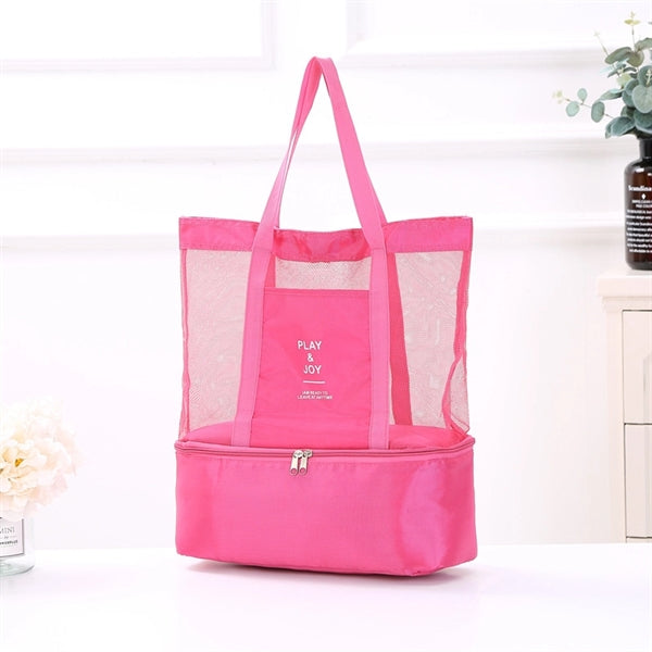 Mesh Beach Tote Cooler Bag