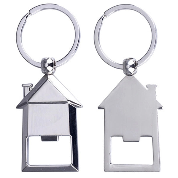 House Shaped Metal Keychain With Bottle Opener