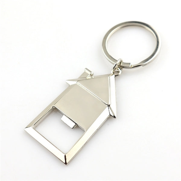 House Shaped Metal Keychain With Bottle Opener