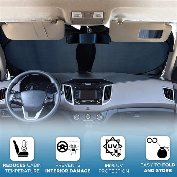 Car Windshield Sun Shade with Storage Pouch