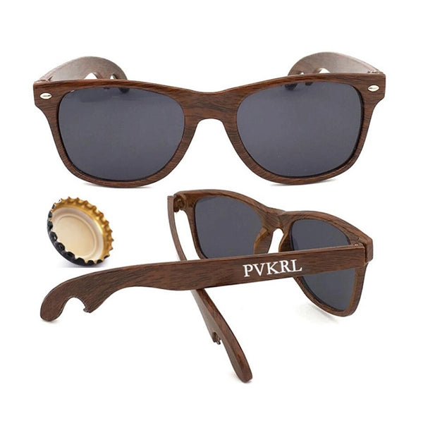 Wood Tone Sunglasses With Bottle Opener