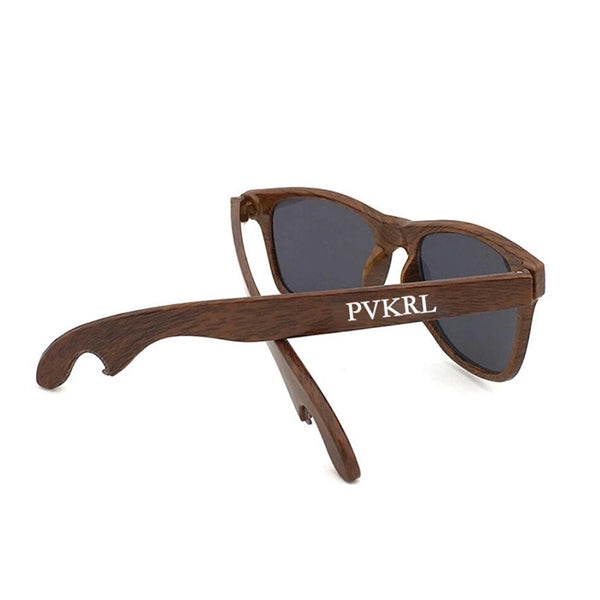 Wood Tone Sunglasses With Bottle Opener