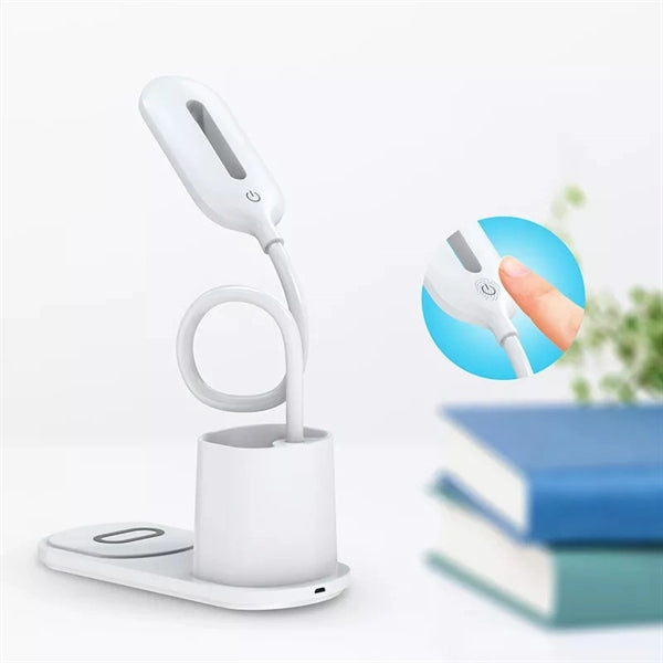 Brightness LED Desk Wireless Charger Lamp with Pen Holder