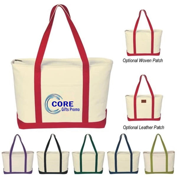Canvas Tote Bag with an External Pocket