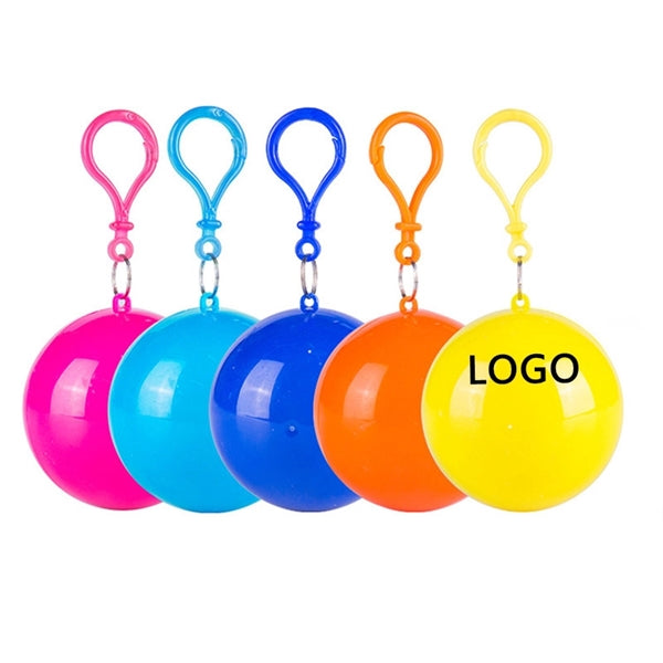 Adult Plastic Portable Disposable Raincoat Ball Keychain