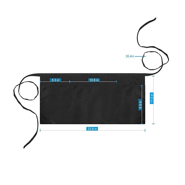Durable Three-Pocket Half Waiter Apron with Adjustable Waist