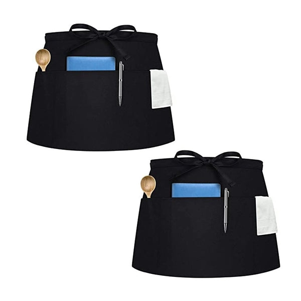 Durable Three-Pocket Half Waiter Apron with Adjustable Waist