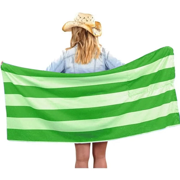 2-in-1 Microfiber Beach Towel Drawstring Bag