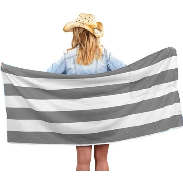 2-in-1 Microfiber Beach Towel Drawstring Bag