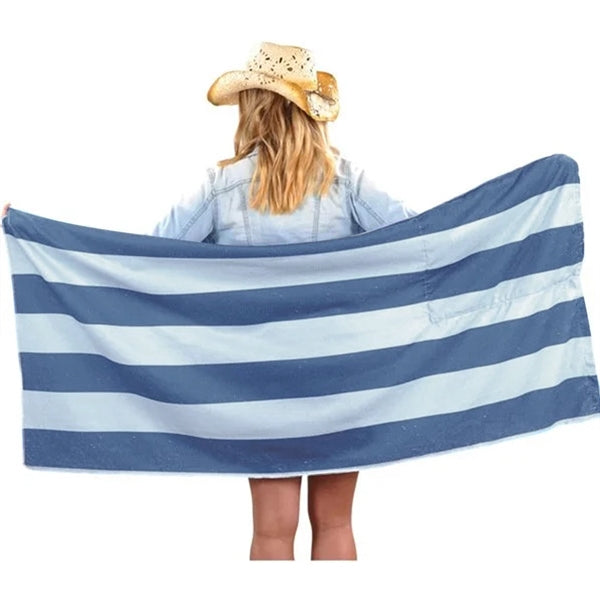 2-in-1 Microfiber Beach Towel Drawstring Bag