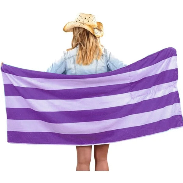 2-in-1 Microfiber Beach Towel Drawstring Bag