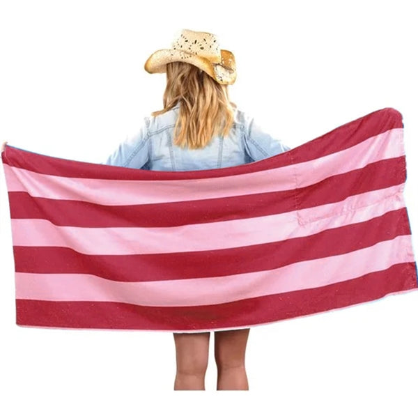 2-in-1 Microfiber Beach Towel Drawstring Bag