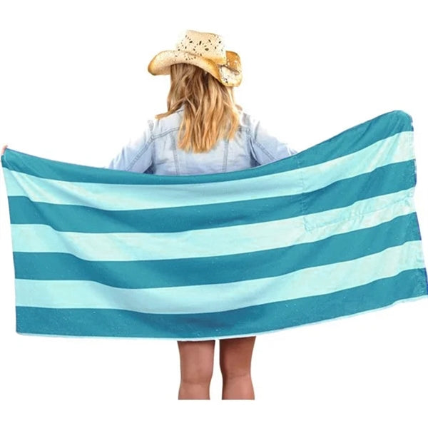 2-in-1 Microfiber Beach Towel Drawstring Bag